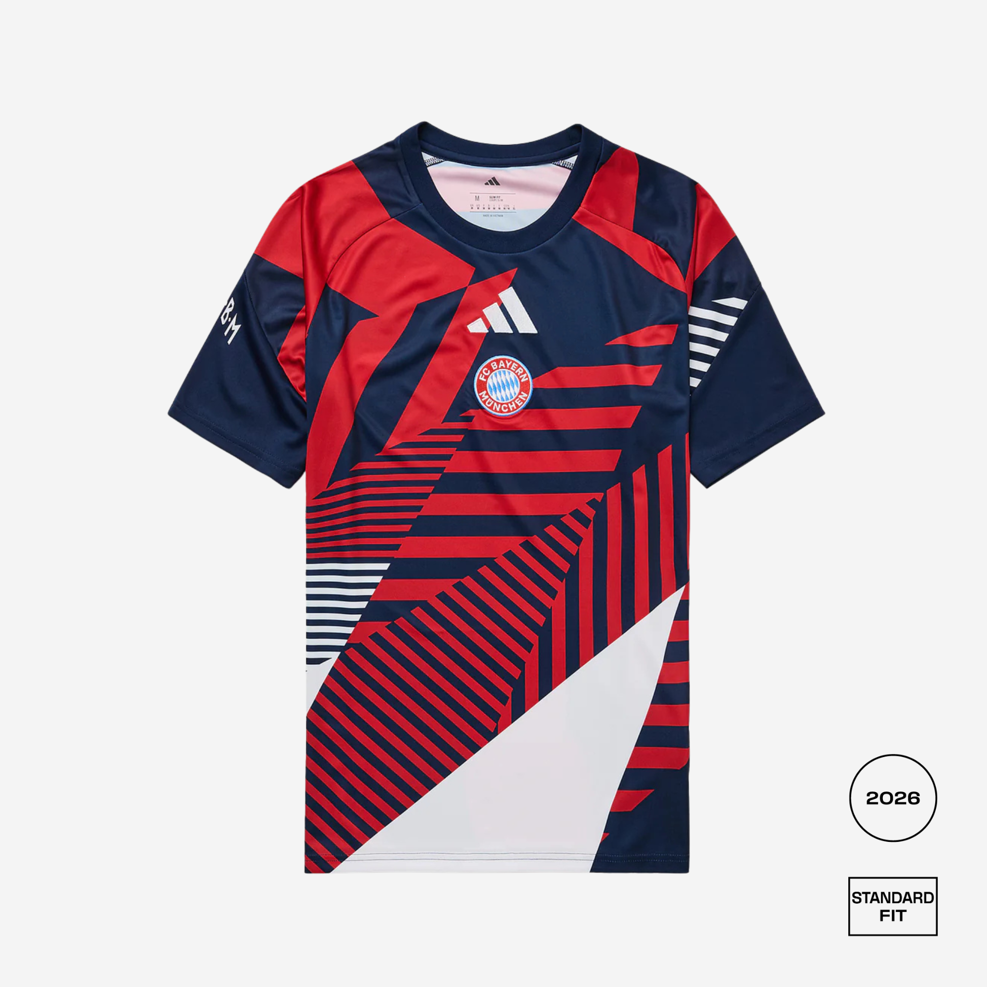 Red and navy sports jersey with Adidas logo on a white background